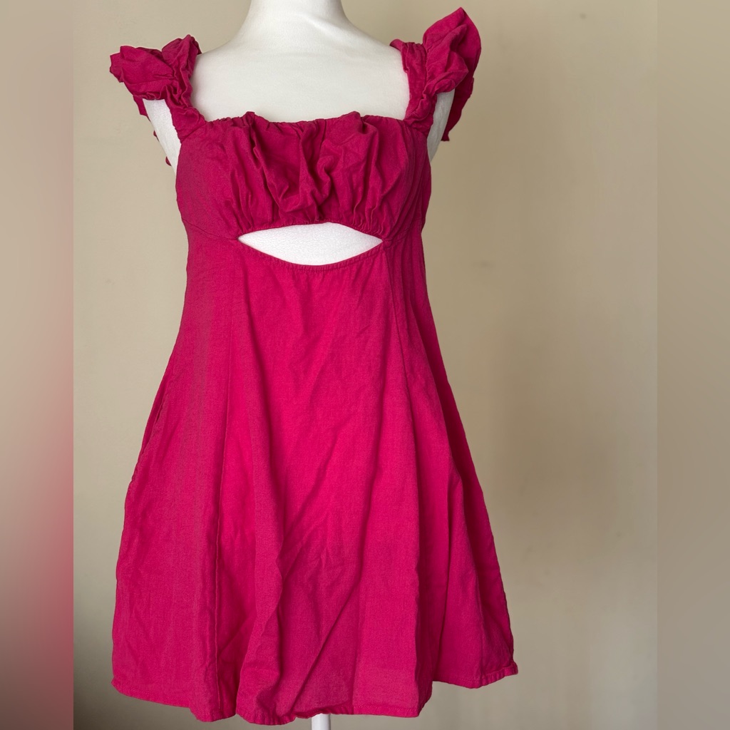 Free People Vibrant Pink Smocked Dress Size Xs